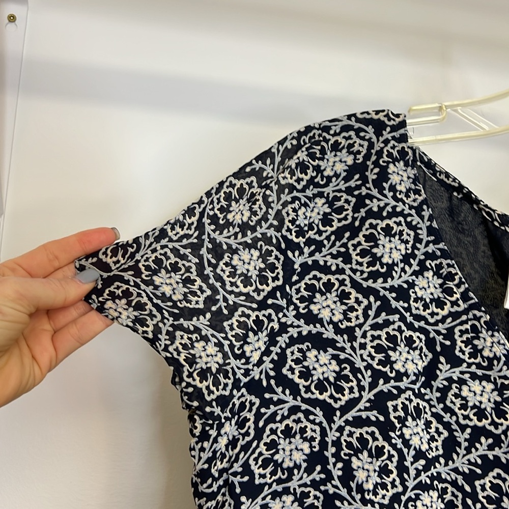 Vintage DKNY Navy Blue and White Patterned Dress- 12 - Picture 3 of 5